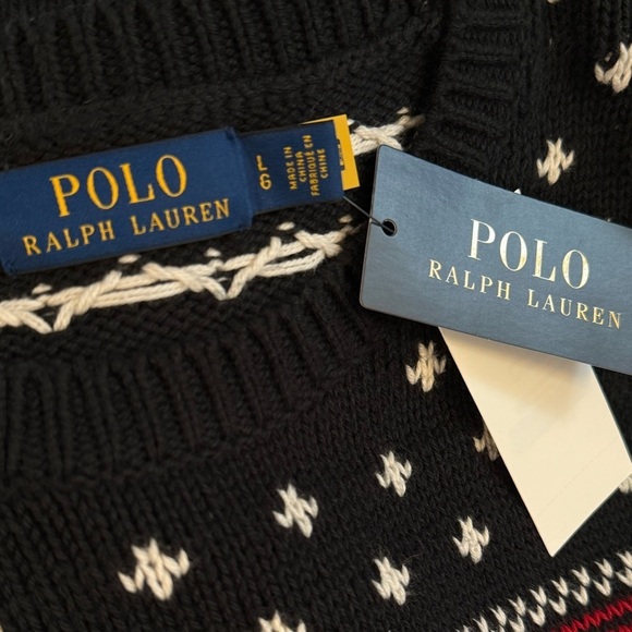 POLO RALPH LAUREN Reindeer Cotton Cashmere Crewneck Sweater Fair Isle Size L NEW - Picture 6 of 12